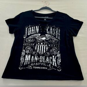 Johnny cash the man in black women’s xxl t-shirt band tee music outlaw cute
